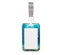 Underwater World - Porta badge con stampa di delfini, porta carte di credito verticale, per donne e uomini, con cordino per ufficio
