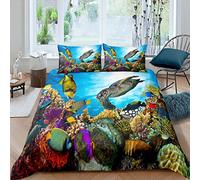 Underwater World, Set di biancheria da letto con stampa 3D di tartarughe marine e pesci tropicali, per bambini, ragazzi, ragazze, adolescenti, tema oceano, decorazione per camera da letto, 3 pezzi,