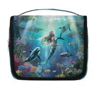 Underworld - Beauty case da viaggio con motivo sirena, organizer per cosmetici, accessori per il trucco, impermeabile, per donne e ragazze, idea regalo per donne e bambini, Multicolore, 9x4x18.5 in