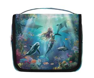 Underworld - Beauty case da viaggio con motivo sirena, organizer per cosmetici, accessori per il trucco, impermeabile, per donne e ragazze, idea regalo per donne e bambini, Multicolore, 9x4x18.5 in