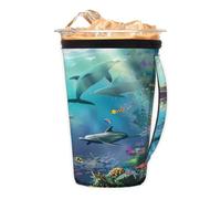 Underworld - Manicotto riutilizzabile per caffè freddo con manico, in neoprene, motivo sirena, isolante, portabicchieri, per bevande fredde, 850,5 g - 907,2 g