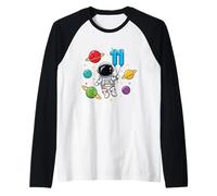 Undicesimo Compleanno Astronauta Pianeti 11° Carino Spazio Adorabile Maglia con Maniche Raglan