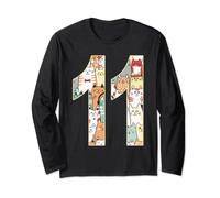 Undicesimo compleanno carino gattino 11 anni bambini 11° compleanno Maglia a Manica