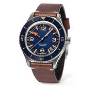 Undone Basecamp Blue Automatico Acciaio Blu Pelle Marrone Vintage Data Orologio Unisex