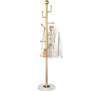 Undr Moderni Appendiabiti in Oro Autoportante 7 Ganci Hall Coat Tree Hat Racks con Base in Marmo Appendiabiti Stand Appendiabiti per Ingresso Corridoio Ufficio Camera da Letto Bagno, Gold a
