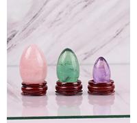 Undrill Crystal Massage Egg 3Pcs / Set Natural Rose Quartz Ametista Yoni Ball Kegel Exercise, 3 pezzi hanno base
