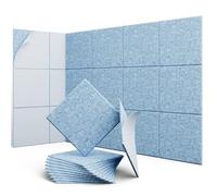 UNECHO Confezione da 12 pannelli acustici quadrati autoadesivi da parete, 30,5 x 30,5 x 1 cm, ad alta densità, adatti per molteplici scenari (celeste chiaro)