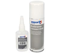 unecol 7156 - Kit accelerante + Ciano per materiali porosi, Bottiglia, 200 ml + 50 ml, colore: trasparente