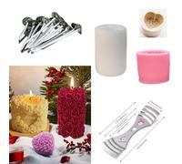 Unee Il set di 3 stampi in silicone a forma di rosa illumina la tua arte fai da te, candele, cottura al forno, sapone: set di stampi 3D fatti a mano con 10 stoppini inclusi e 1 perno di localizzazione