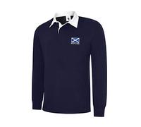 Uneek - Maglia a Maniche Lunghe da Rugby con Bandiera della Scozia Rugby delle 6 Nazioni, Blu navy, 42