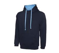 Uneek Unisex Felpa Con Cappuccio A Contrasto Varsity Pullover Università 2Tone