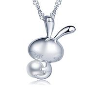 Unendlich U 925 argento carino coniglio 6 mm perle d'acqua dolce collana ciondolo per donna/ragazza perla, Perla