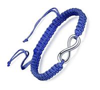 Unendlich U Bracciale da donna e ragazza, in acciaio inox, con simbolo dell'infinito, realizzato a mano, regolabile, 17-28 cm, 17 cm, Nylon