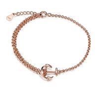 Unendlich U, bracciale da donna e ragazza, in argento Sterling 925, con ciondolo a forma di ancora regolabile, con doppia catena