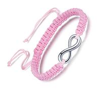 Unendlich U Bracciale da donna in acciaio inox con simbolo dell'infinito, realizzato a mano, regolabile, 17-28 cm, 17 cm, Nylon,