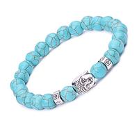 Unendlich U Bracciale unisex con Buddha, Buddismo Zen, sfere energetiche per preghiera Mala, in lega, colore marrone/blu/nero (pietra lavica) e base metal, Blau