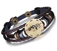 Unendlich U Braccialetto con segni zodiacali, stile punk, per uomo e donna, in pelle intrecciata e lega multistrato, 1 / 12 pezzi e base metal, colore: Jungfrau(Virgo), cod. B2356-H