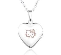 Unendlich U, ciondolo a forma di cuore, con motivo inciso di Hello Kitty, con collana, ideale per ragazze e donne, di colore rosa/blu e Acciaio inossidabile, colore: Rosa, cod. B2276-pink