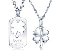 Unendlich U- Ciondolo a forma di quadrifoglioin argento Sterling S925per uomo/donna/coppia regalo per la persona amatae Argento, colore: argento