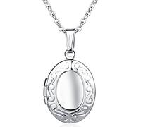 Unendlich U Collana da donna con medaglione alla moda apribile a forma di cuore, con portafoto per due immagini, realizzato in acciaio INOX (possibilità di incisione), Rosa-Z
