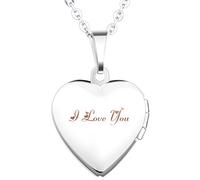 Unendlich U Collana da donna con medaglione alla moda apribile a forma di cuore, con portafoto per due immagini, realizzato in acciaio INOX (possibilità di incisione), acciaio inossidabile, colore: Blau-C, cod. IJ-208-blue-C