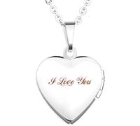 Unendlich U Collana da donna con medaglione alla moda apribile a forma di cuore, con portafoto per due immagini, realizzato in acciaio INOX (possibilità di incisione), Blau-A