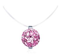 Unendlich U-Collana da donna con un singolo zircone e filo di nylon trasparente.Alla moda, squisita ed elegante.Colore: Rosa