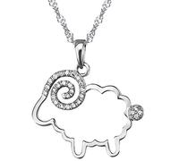 Unendlich U-Collana da donna e fidanzate con ciondolo a forma di pecora in argento Sterling 925 con zirconia cubica, per ragazze