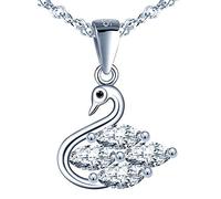 Unendlich U-Collane donna cigno dell'amore in argento sterling 925, intarsiata con zirconi leggeri, adatta per buoni amici/amanti