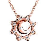 Unendlich U Elegante collana con ciondolo a forma di luna, in argento Sterling 925, con zirconi, regolabile, oro rosa