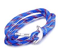 Unendlich U Hope, braccialetto intrecciato in corda di nylon, multistrato, con ciondolo a forma di ancora, confezione da 1 o da 5 e base metal, colore: Blau, cod. B2352-blue