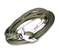 Unendlich U Hope, braccialetto intrecciato in corda di nylon, multistrato, con ciondolo a forma di ancora, confezione da 1 o da 5 e base metal, colore: verde, cod. B2352-green
