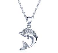 Unendlich U Il delfino gentile collana con ciondolo in argento sterling S925 bianco argento per donna ragazza come regalo, zircone, ossido di zirconio, Zirconia, ossido di zirconio