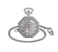 Unendlich U Infinite U-Roman Numbers Ottagonale Squisita Bozza Retro Orologio da tasca meccanico Idea regalo per uomo Donna