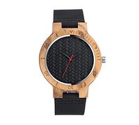 Unendlich U Infinity U-Fashion Orologio casual in legno di bambù per uomo e donna Orologio al quarzo con cinturino in vera pelle Idea regalo di Natale