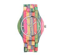 Unendlich U Infinity U - Orologio da uomo in legno realizzato a mano in legno di bambù con movimento al quarzo analogico Orologi color arcobaleno Pride Festival Gift