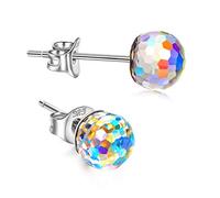 Unendlich U Orecchini da donna in argento Sterling 925, con pietre Swarovski, rotondi, a scelta multicolore, anallergici, per la festa della mamma