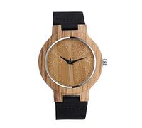 Unendlich U Orologio al quarzo Infinity U-Fashion in legno di bambù per donna e uomo Orologio al quarzo con cinturino in vera pelle Idea regalo di Natale Design di coppia Albero della vita