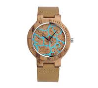 Unendlich U Orologio al quarzo Infinity U-Fashion in legno di bambù per donna e uomo Orologio al quarzo con cinturino in vera pelle Idea Regalo di Natale Coppia