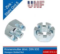 UNF Dado a Corona Asme B18.2.2 Acciaio Grado 5 Zincato