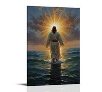 UNFANRWZW Jesus Walks on Water 1, poster decorativo da parete, per soggiorno, camera da letto, decorazione moderna per camera da letto, 40 x 60 cm