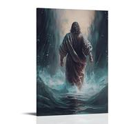 UNFANRWZW Jesus Walks on Water Poster decorativo da parete, per soggiorno, camera da letto, decorazione moderna per camera da letto, 40 x 60 cm