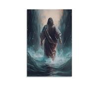 UNFANRWZW Jesus Walks on Water Poster decorativo da parete, per soggiorno, camera da letto, decorazione moderna per camera da letto, 40 x 60 cm