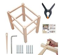 Unfinished Footstool Frame Kit - Beginner Friendly Multifunctional, Bare Timber Ottomans Assembly Set, Blank Wooden Bench Base Components | Handcraft Carpentry Construction Pack For Weaving Woodworkin