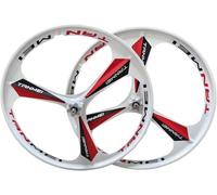 UNFRASLOP Set di Ruote in Magnesio per Mountain Bike 20/24/26/27,5/29 Pollici, Cerchi a 3 Razze, Set di Ruote Anteriore e Posteriore 100x135mm per Freni a Disco 6-9 velocità,Bianca,27.5inch