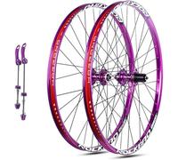 UNFRASLOP Set di Ruote Ultraleggere da 26/27,5/29 Pollici per Mountain Bike con Freni A Disco E Sgancio Rapido, Cerchi in Lega A Doppia Parete 32H E Mozzo per Cassette da 7-11 velocità,Viola,27.5inch