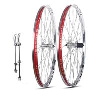 UNFRASLOP Set di Ruote Ultraleggere da 26/27,5/29 Pollici per Mountain Bike con Freni A Disco E Sgancio Rapido, Cerchi in Lega A Doppia Parete 32H E Mozzo per Cassette da 7-11 velocità,Argento,26inch