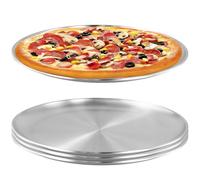 UNGFEI 3 vassoi per pizza da 30 cm, in acciaio inox, rotondi color argento, per contenere dessert, torte, frutta, biscotti, carne