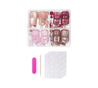 Unghia Fa Falsi Corti Unghie Dei Gatti Eye Press On Toe Nails Acrilic False Orda Punta Piedi Artificiali Coperture Piene Punta Unghie Francese Un Chiodo Finta Con Design