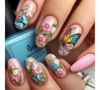 Unghie a mandorla Punte Colle finte su Stick Press Artificiale Falso Per Donne Ragazze Regali Chiodo Bara Mandorla Francese Tip Nail